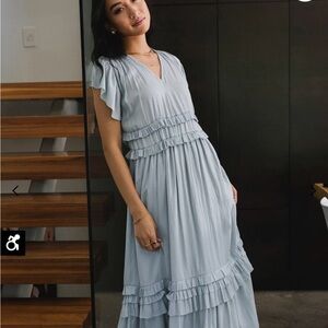 Bohme Willa Ruffle Dress in Light Blue -  size XL